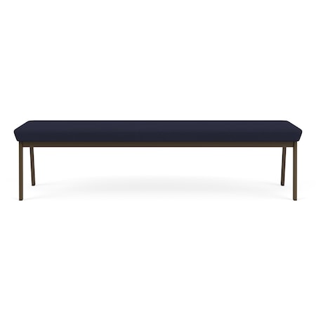 Newport 3 Seat Bench Metal Frame, Bronze, OH Navy Upholstery